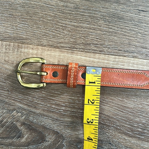 Leegin Men’s Leather Belt 32 with solid brass buckle brown - Picture 14 of 16